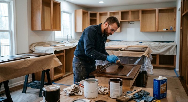 Built In Cabinetry Staining in Bloomington, IN